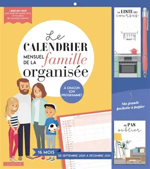 Le calendrier mensuel de la famille organisée : à chacun son programme ! : 16 mois, de septembre 2020 à décembre 2021
