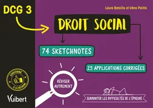 DCG 3 droit social : 74 sketchnotes, 25 applications corrigées