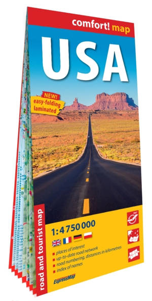 États-Unis d'Amérique 1/4.750.000 (carte grand format laminée). USA