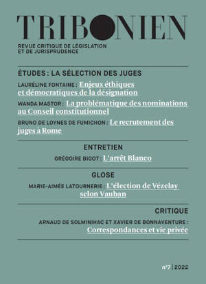 Tribonien Revue critique de législation et de jurisprudence N°7