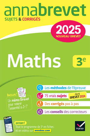 Annales du brevet Annabrevet 2025 Maths 3e - Nouveau brevet