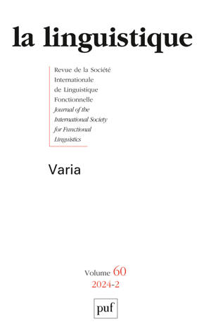 LA LINGUISTIQUE 2024, VOL. 60(2)