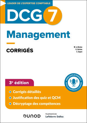 DCG 7 - Management - Corrigés - 3e éd.