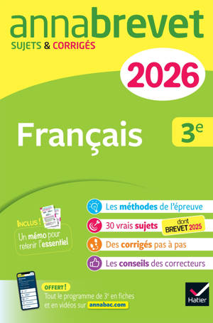 Annales du brevet 2026 - Annabrevet Français 3e - Nouveau brevet