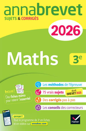 Annales du brevet 2026 - Annabrevet Maths 3e - Nouveau brevet