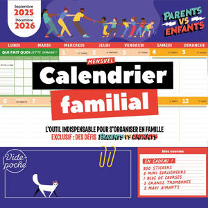 Grand calendrier familial mensuel