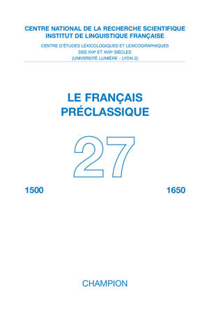 Revue Le Français préclassique N° 27