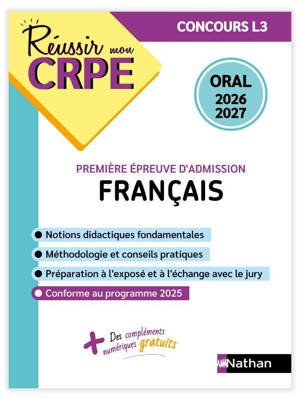 Réussir mon CRPE Français Admission concours L3 oral 2026-2027