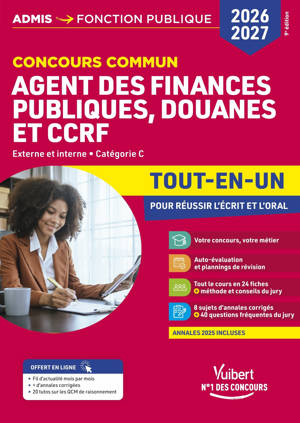 Concours commun Agent des finances publiques, douanes et CCRF 2026-2027 - Tout-en-un