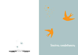 Lot de 10 cartes double en vernis selecitf "Condoléances 2 colombes" avec enveloppe