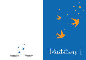 Lot de 10 cartes double vernis selectif "Félicitations 3 colombes" avec enveloppe