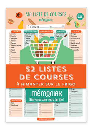 52 listes de courses Mémoniak - bloc aimanté à compléter