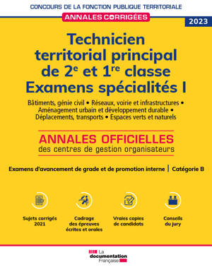 Technicien territorial principal de 2e et 1re classes 2023  Examens spécialités I