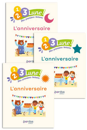 1, 2, 3, Lune!-premières lectures- L'Anniversaire(pack 1 album soleil+1 album étoile+1 album lune)