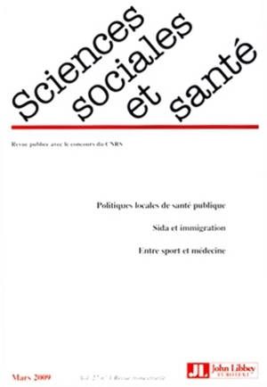 Revue Sciences Sociales et Santé Mars 2009 - Vol. 27 - N°1