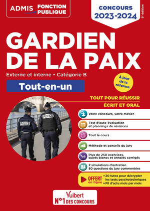 Concours Gardien de la paix - Catégorie B - Tout-en-un - 20 tutos offerts