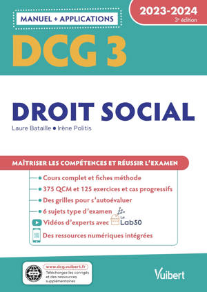 DCG 3 - Droit social : Manuel et Applications 2023-2024
