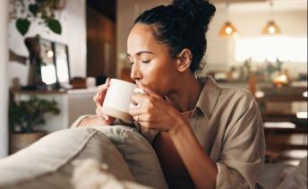 woman drinking coffee