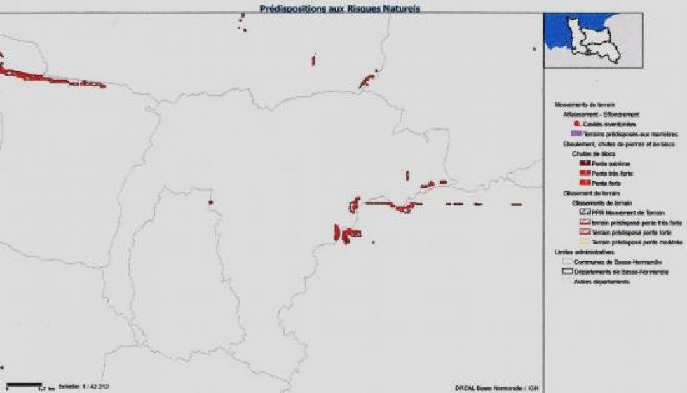 La carte des risques naturels aux abords de la Chaslerie.
