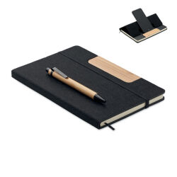 Photo de Carnet A5 PET recyclé, support smartphone et stylo en bambou