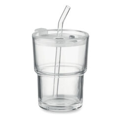 Photo de Gobelet 400 ml avec couvercle et paille en verre