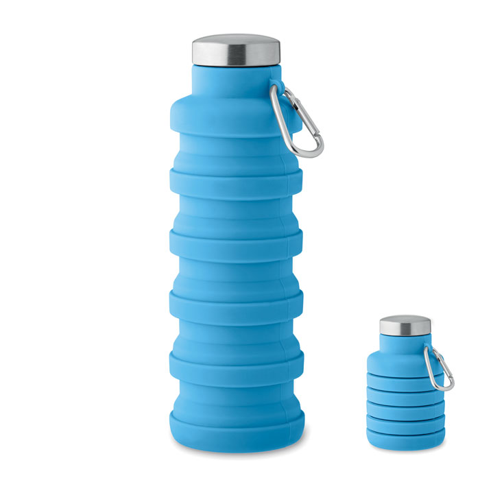 Bouteille 500 ml pliable en silicone et mousqueton