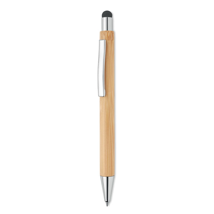 Stylo bille en bambou avec poussoir tactile