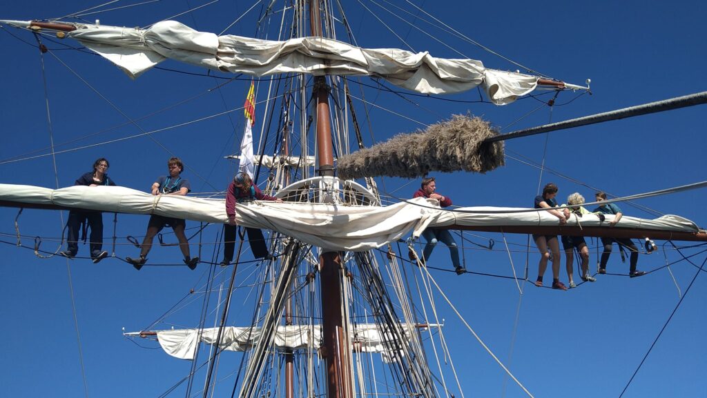 Marins dans la mature d'un grand voilier Brest 2024