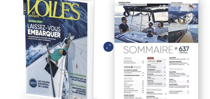couverture de voiles et voiliers de mars 2024 sur la co-navigation, bateau stop et bourse aux équipiers