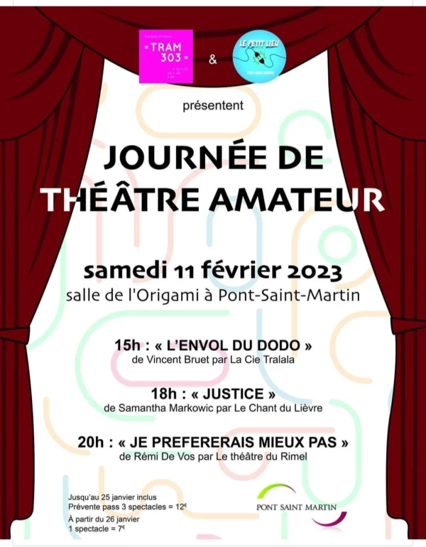 JOURNEE DE THEATRE AMATEUR A PONT SAINT MARTIN SAMEDI 11 FEVRIER 2023