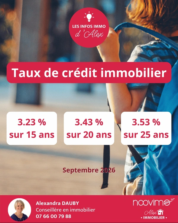 INFO IMMO : TAUX DE CRÉDIT IMMOBILIER SEPTEMBRE 2026