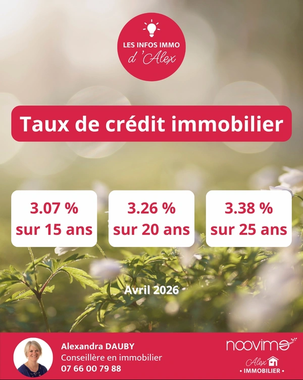 INFO IMMO : TAUX DE CRÉDIT IMMOBILIER AVRIL 2026