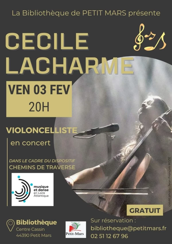 CÉCILE LACHARME, VIOLONCELLISTE EN CONCERT LE 3 FÉVRIER 2023 : PETIT-MARS