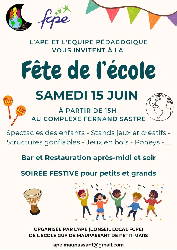 PETIT-MARS : FÊTE DE L'ÉCOLE SAMEDI 15 JUIN 2024
