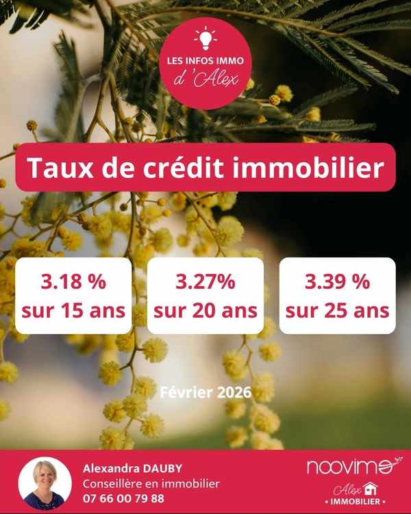 INFOS IMMO : TAUX CRÉDIT IMMOBILIER FÉVRIER 2026