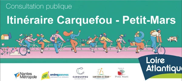 PETIT-MARS : DU 22 MAI AU 19 JUIN 2024, DONNEZ VOTRE AVIS SUR VOTRE FUTUR ITINÉRAIRE VÉLO RELIANT PETIT-MARS À CARQUEFOU