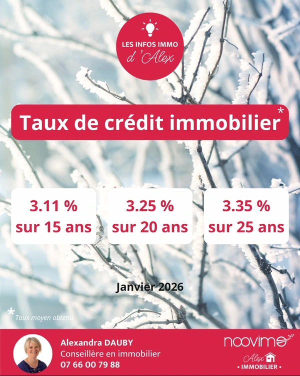INFOS IMMO : TAUX CRÉDIT IMMOBILIER JANVIER 2026
