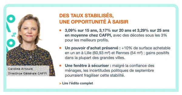Taux de crédit immobilier – Septembre 2025 : un contexte favorable aux projets