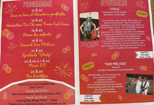 Programme de la journée du 14 Juillet 2023 au BIGNON