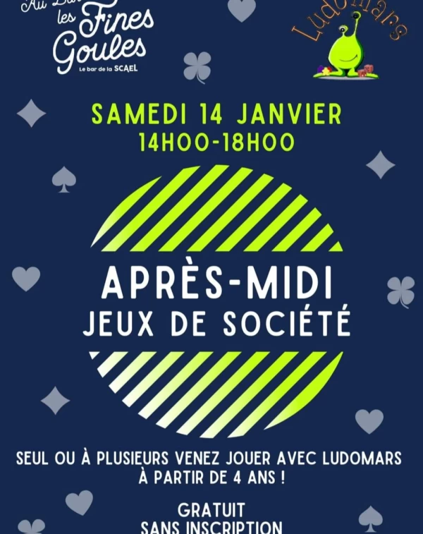 APRÈS-MIDI JEUX DE SOCIÉTÉ SAMEDI 14 JANVIER 2023 : LIGNÉ