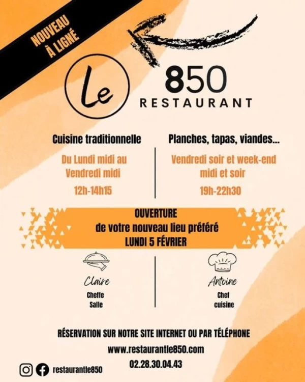 LIGNÉ : OUVERTURE DU RESTAURANT "LE 850"