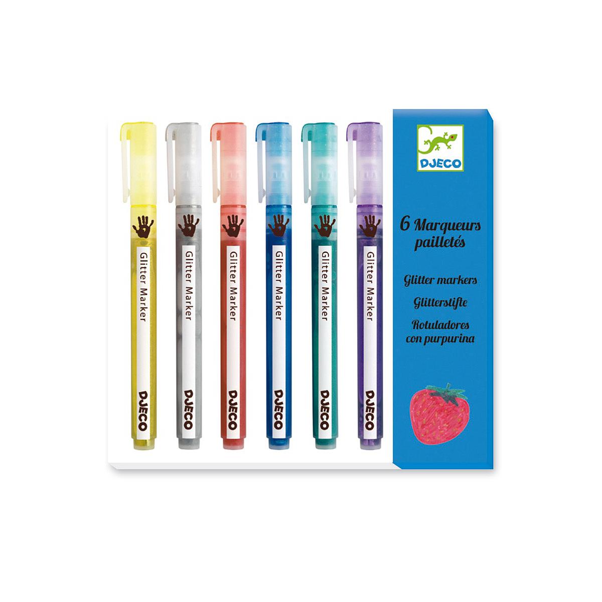 6 rotuladores con purpurina +6Y LOS COLORES Djeco