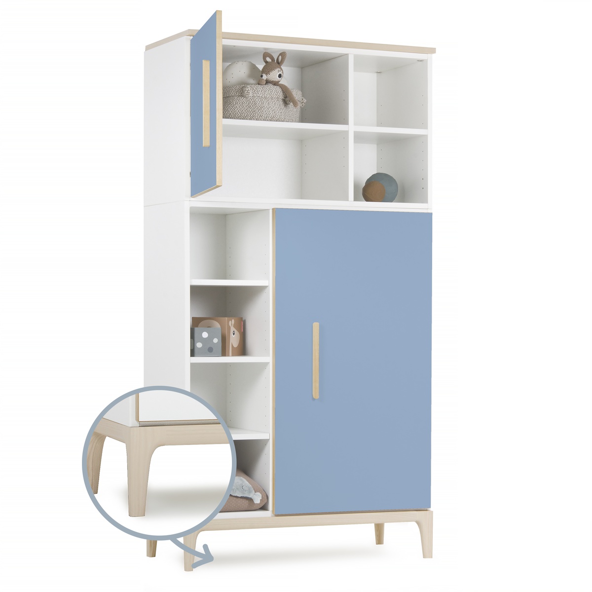 Armario 173 cm 2 puertas NADO Curve acabado fresno capri blue