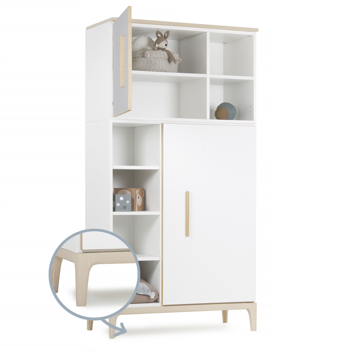 Armario 173 cm 2 puertas NADO Curve acabado fresno manhattan grey-white