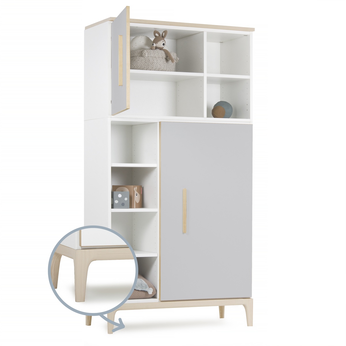 Armario 173 cm 2 puertas NADO Curve acabado fresno manhattan grey