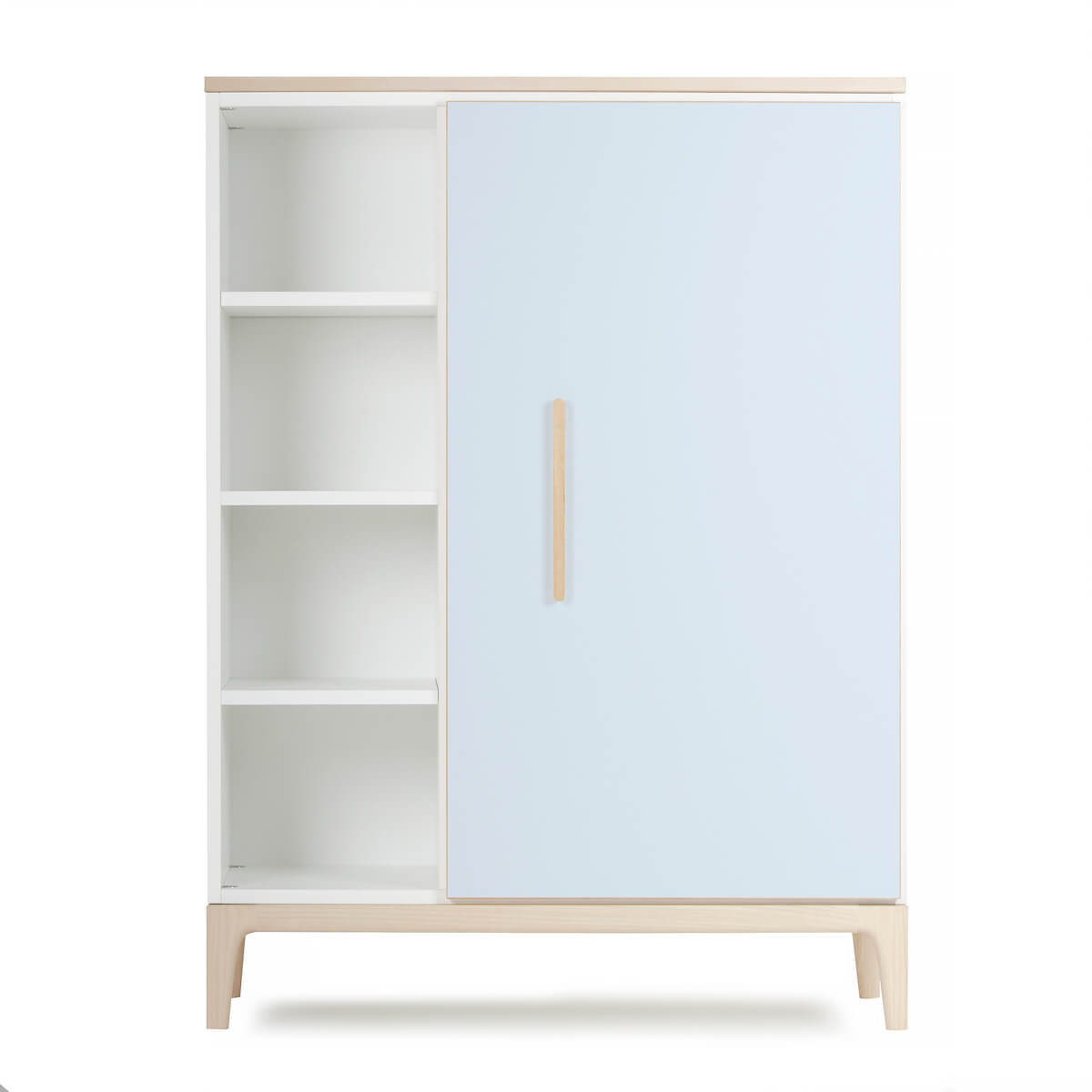 Armoire 120 cm 1 porte NADO Curve finition frêne sky blue