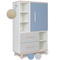 Armoire 147 cm 1 porte 2 tiroirs NADO Retro finition frêne capri blue-manhattan grey