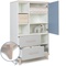 Armoire 147 cm 1 porte 2 tiroirs NADO Retro finition frêne capri blue-manhattan grey
