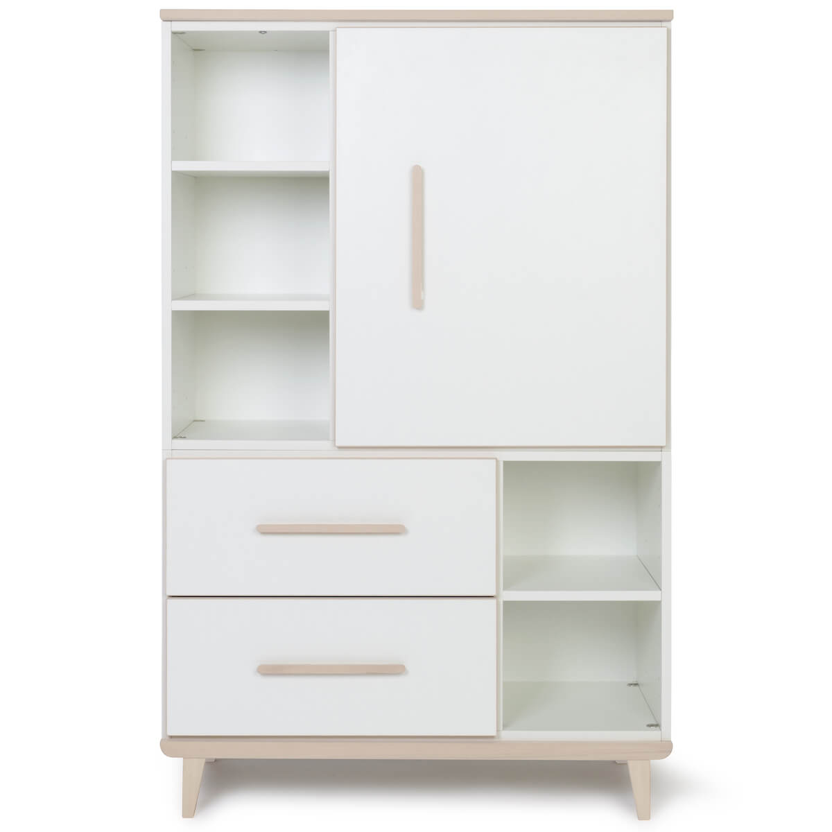 Armoire 147 cm 1 porte 2 tiroirs NADO Retro finition frêne white