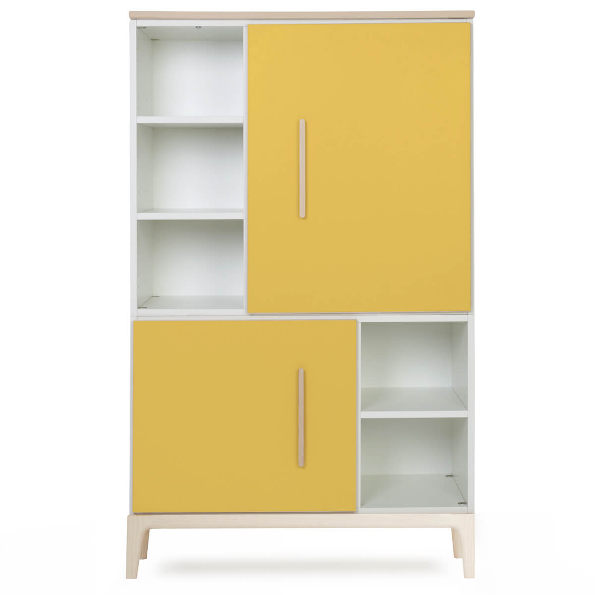 Armoire 147 cm 2 portes NADO Curve finition frêne sunshine yellow